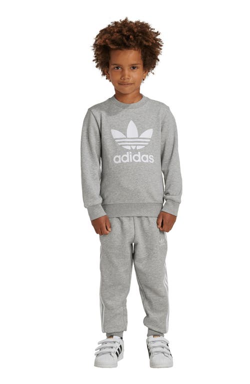 Shop Adidas Originals Adidas Kids' Trefoil Crewneck Sweatshirt & Joggers Set In Medium Grey Heather