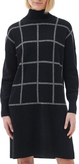 Marsha Check Jacquard Long Sleeve Wool Blend Sweater Dress