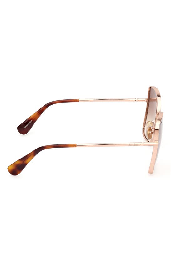 Max Mara 61mm Geometric Sunglasses In Shiny Rose Gold / Brown