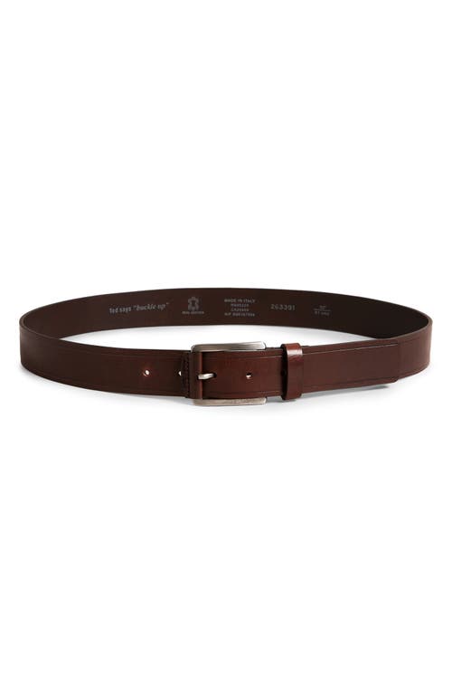 Linded Embossed Leather Belt in Brown