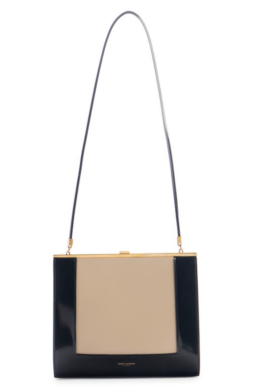 Saint Laurent Small Sac Colorblock Leather Shoulder Bag In Sea Salt/nero