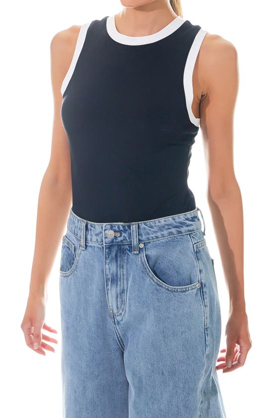 Grey Lab Colorblock Bodysuit In Black/ Off White