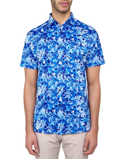 Shop Construct Con.struct Palm Splatter Print Performance Button-down Shirt In Multi