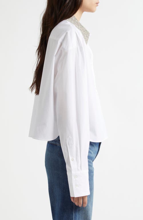 Twp Little Big Joe Crystal Embellished Cotton Button-up Shirt In White