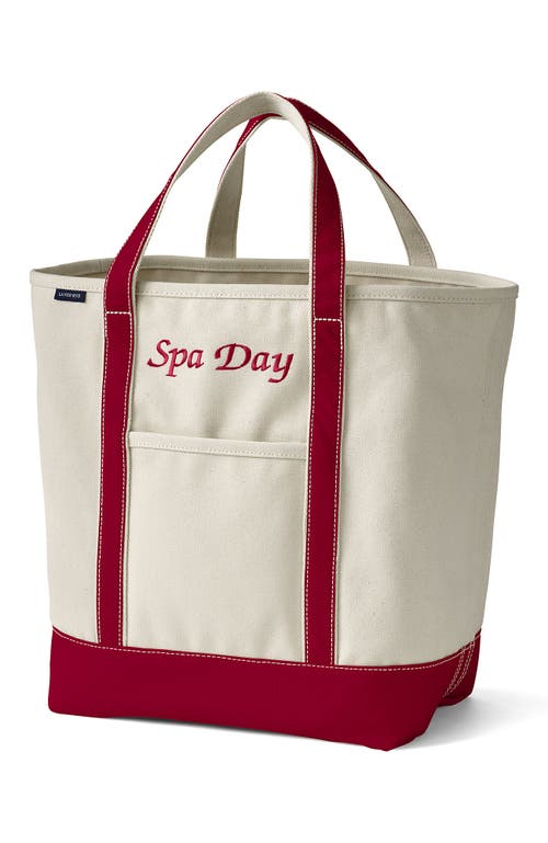 Lands' End Open Top Canvas Tote Bag In Natural/beacon Blue