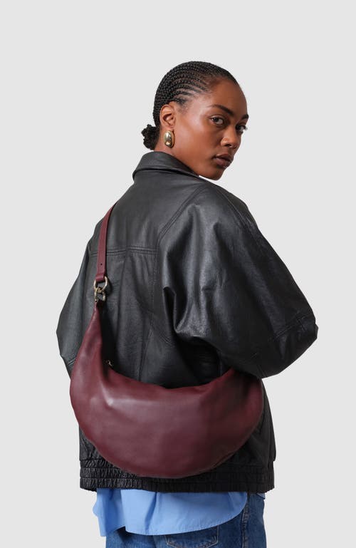 Shop Hyer Goods Leather Convertible Hobo Ring Bag In Burgundy