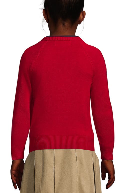 Shop Lands' End School Uniform Girls Cotton Modal Cardigan Sweater In Red