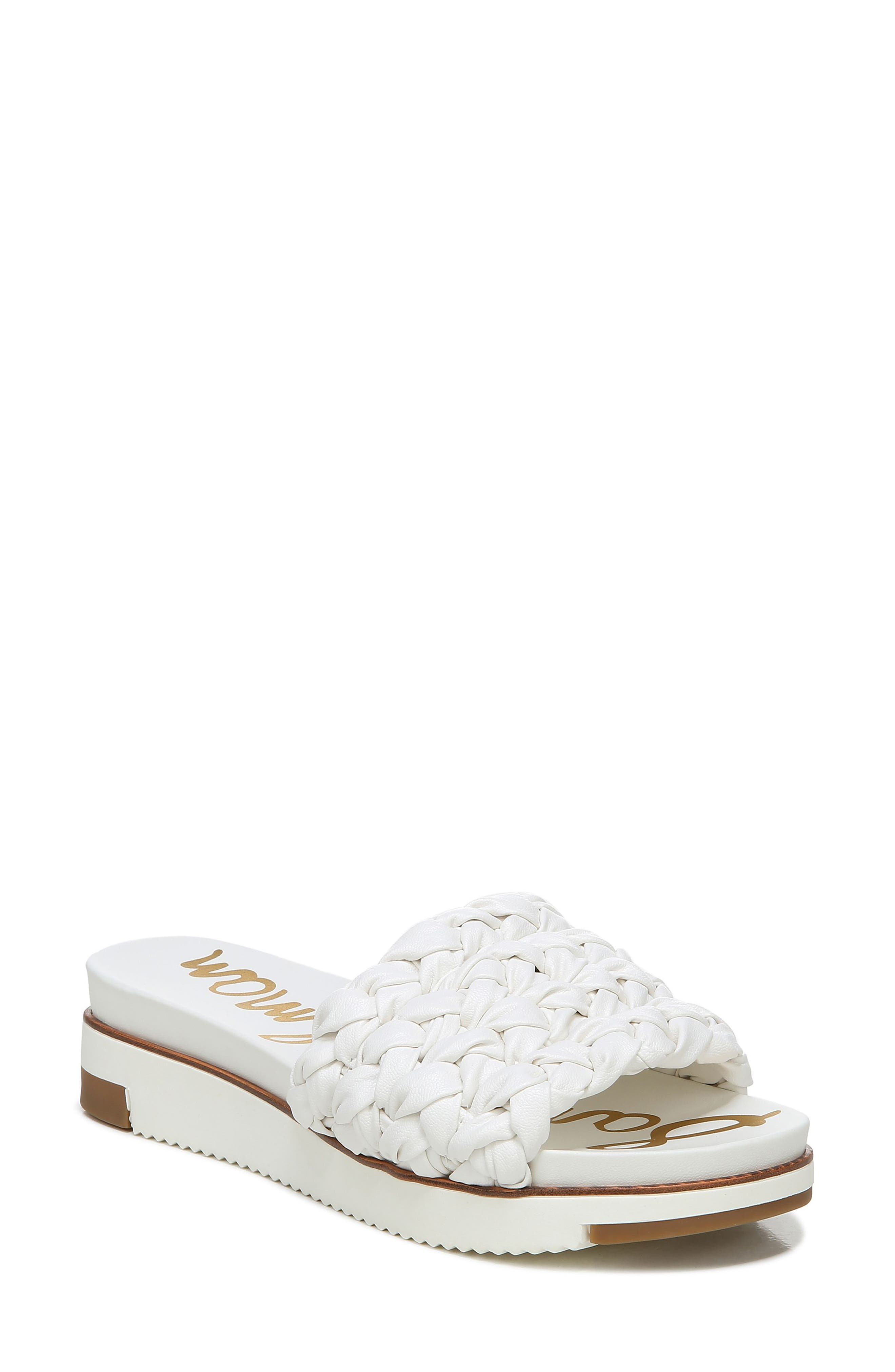 white slip on sandals womens