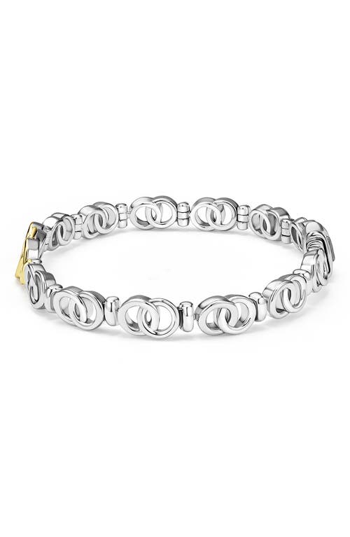 Lagos Signature Caviar Interlocking Diamond Link Bracelet In Two-tone