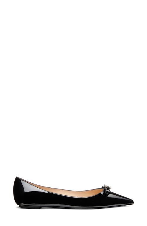 Shop Stuart Weitzman Diana Bow Pointed Toe Flat In Black