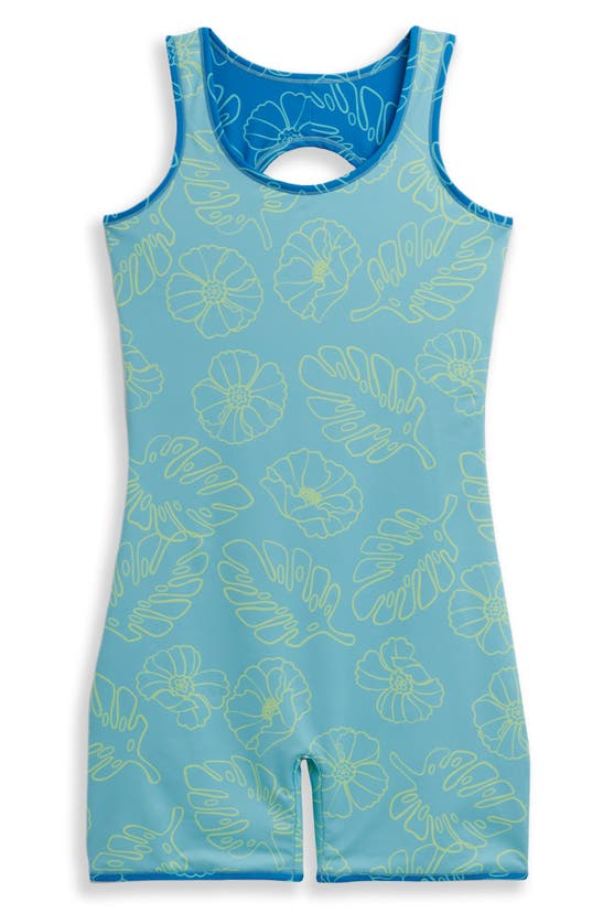 Shop Tomboyx 6-inch Reversible One-piece Rashguard Swimsuit In Keep Palm