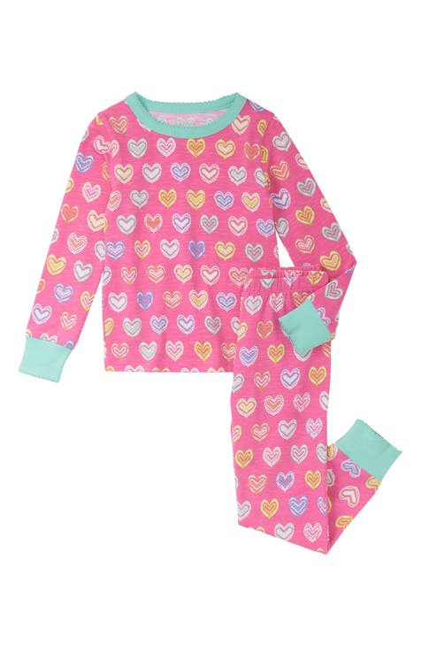 Calvin Klein Youth Girls 4 Piece Sleep Pajama Set Pink/Charcoal Size L 14/16  New