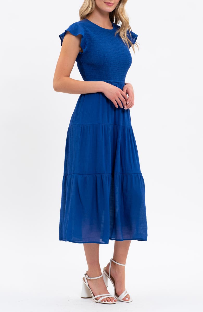 Geo Floral Flutter Strap Smocked Midi Dress main image 1