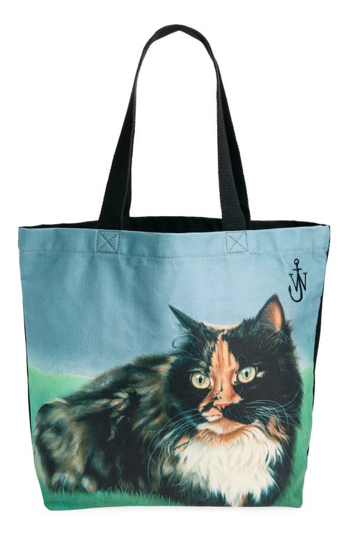 Shop Jw Anderson Cat Canvas Tote In Emerald