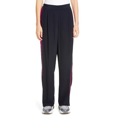Stella Mccartney Side Stripe Crepe De Chine Pants, US / 44 IT - Blue