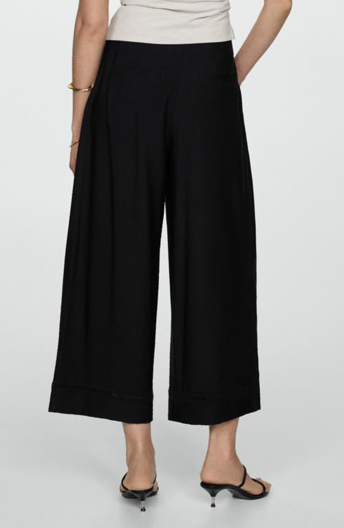 Shop Mango Wide Leg Crop Pants In Black