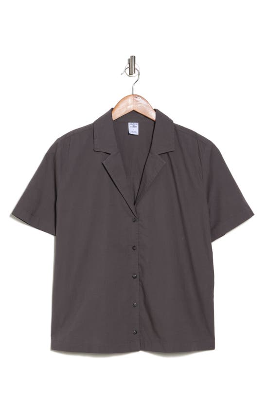 Shop Melrose And Market Femme Cotton Camp Shirt In Grey Pavement