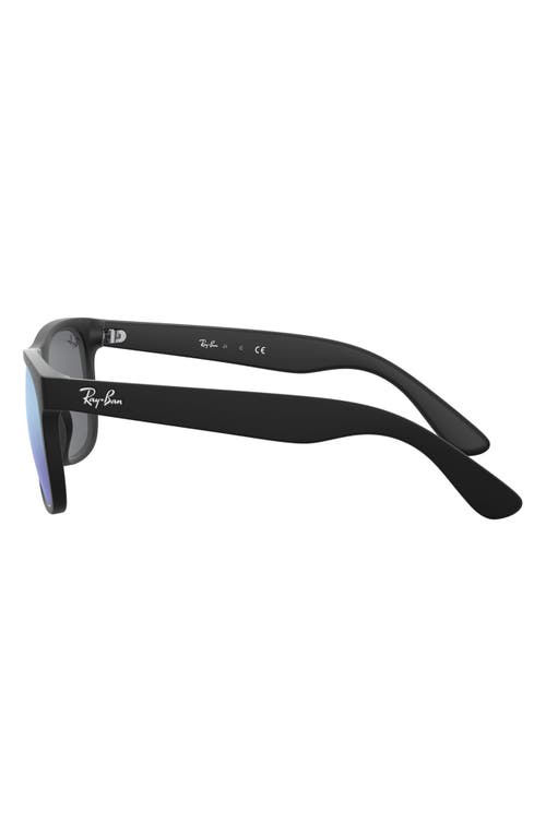 Ray Ban Ray-ban Junior 48mm Mirrored Square Sunglasses In Rubber Black/blue Mirror