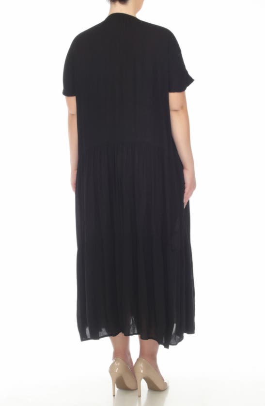 Boho Me Short Sleeve Tiered Maxi Dress In Black