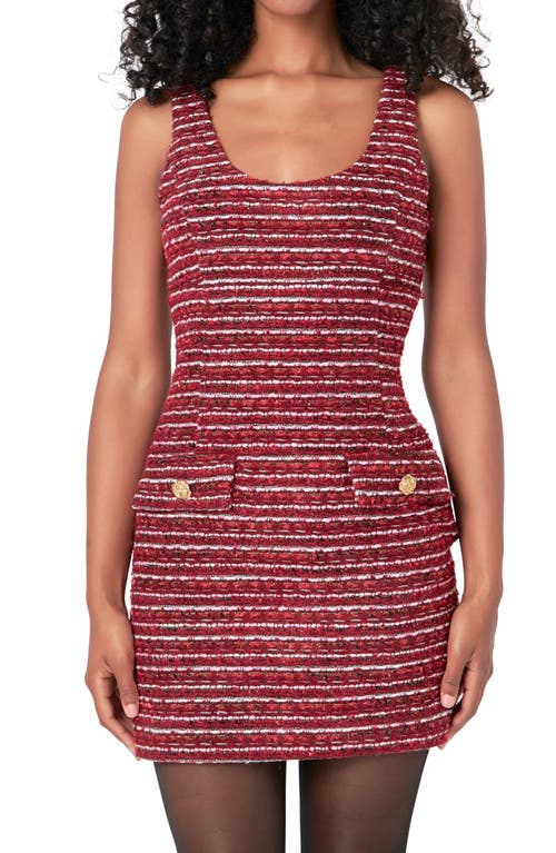 Shop Endless Rose Sleeveless Tweed Minidress In Cranberry