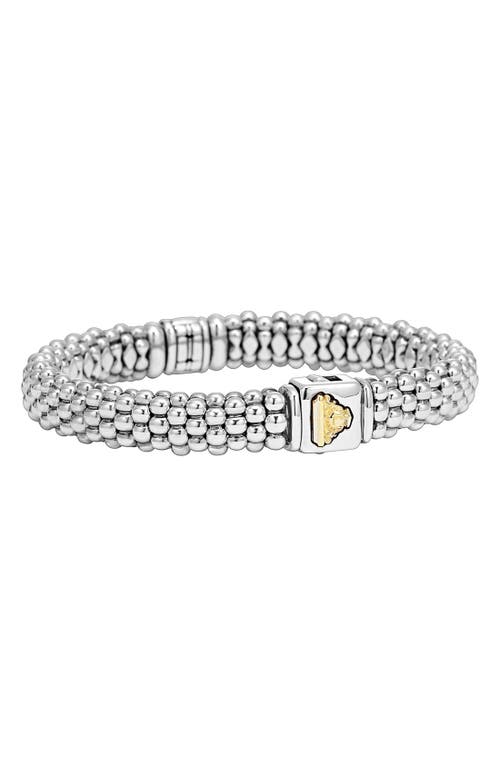 Lagos 18k Yellow Gold And Sterling Silver Caviar Rope Bracelet With Diamonds In Sterling Silver/gold