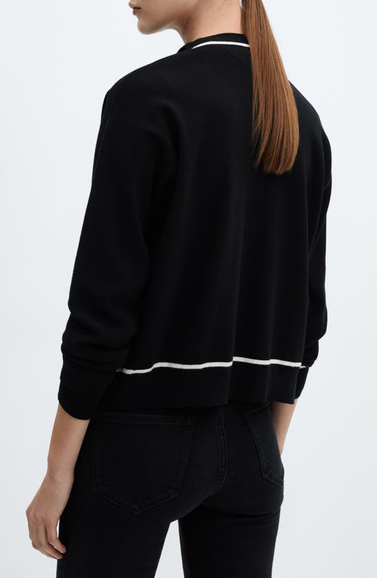 Shop Mango Contrast Trim V-neck Cardigan In Black