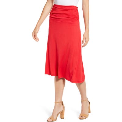 Bobeau Andie Convertible Knit Skirt, Red