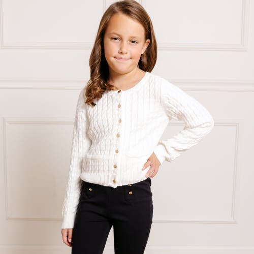 Shop Hope & Henry Girls' Organic Classic Cable Cardigan, Kids In Soft White Cable