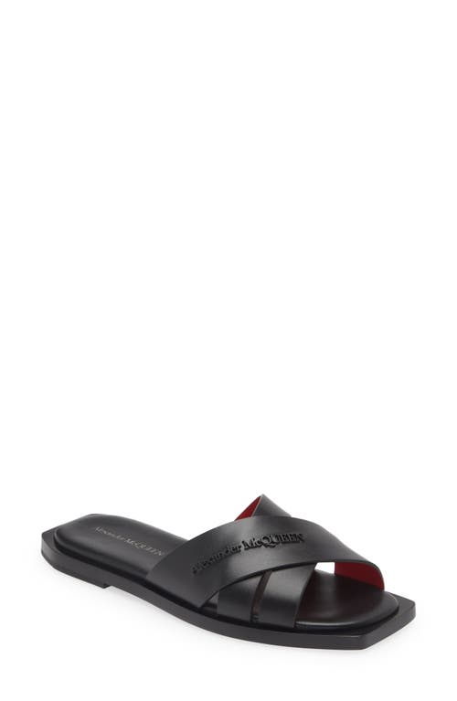 Alexander Mcqueen Slash Slide Sandal In Black/lust Red