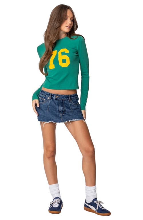 Shop Edikted 76 Stretch Cotton Graphic T-shirt In Green