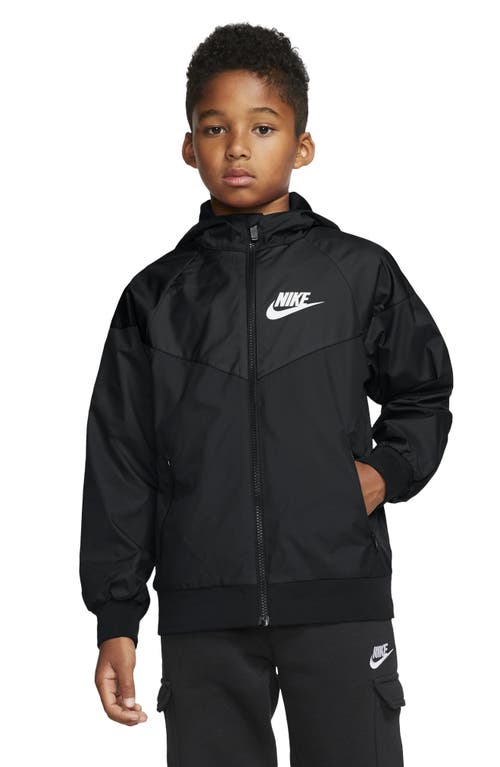 Shop Nike Windrunner Water Resistant Hooded Jacket In Black/white