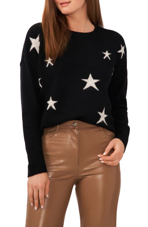 Vince Camuto Star Crewneck Sweater in Rich Black at Nordstrom, Size Xx-Large