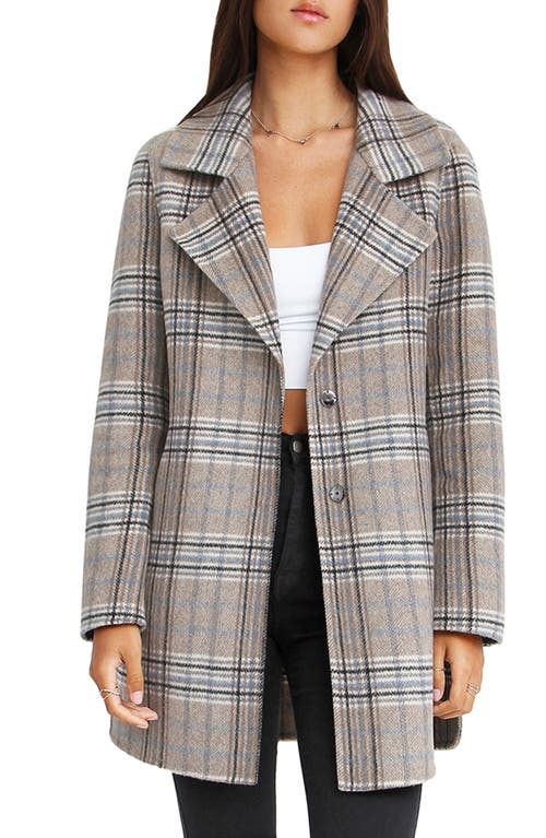 Shop Belle & Bloom Ex-boyfriend Plaid Wool Blend Coat In Ex-bf Plaid Oat