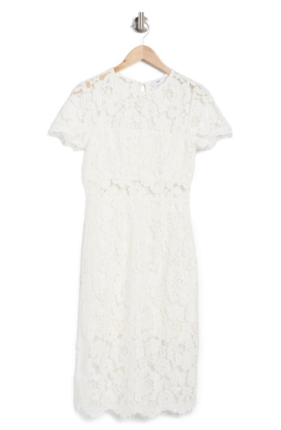 nsr short sleeve lace midi dress NSR Lace Short Sleeve Sheath Midi Dress