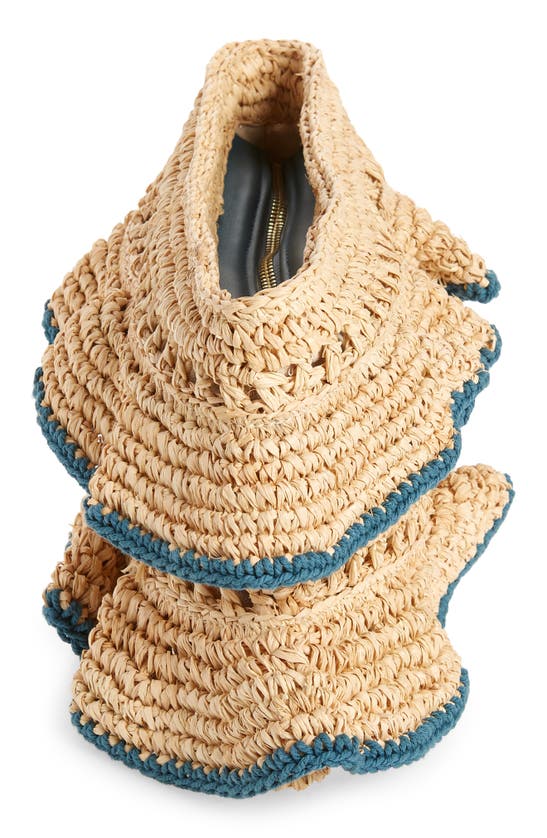 Btb Los Angeles Joey Ruffle Raffia Clutch In Turquoise