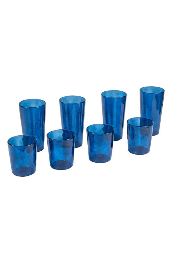 Tarhong Fizz Bubble Set Of 8 Drinking Glasses In Blue