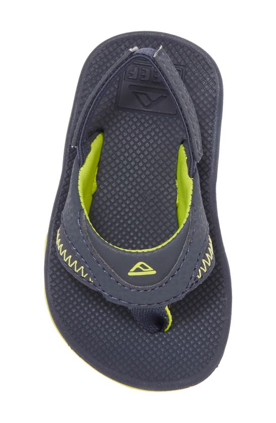 Reef Kids' Little Fanning Flip Flop In Lime/ Navy
