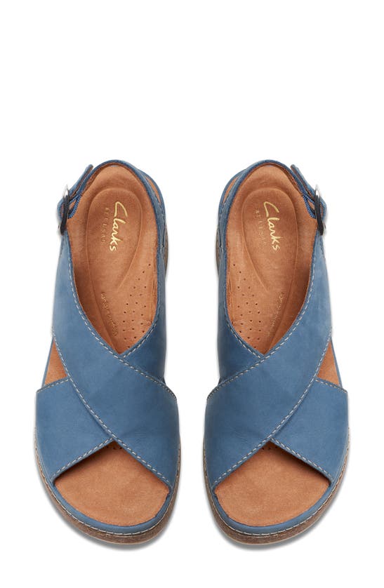 Shop Clarks (r) Kassanda Step Wedge Sandal In Blue Nubuck