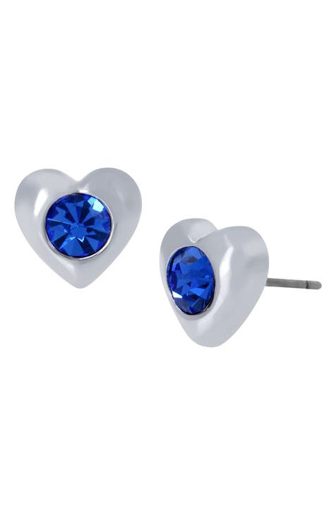 Crystal Heart Stud Earrings