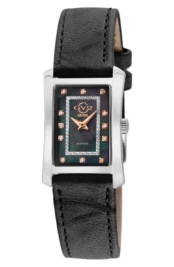 GV2 GV2 LUINO DIAMOND EMBELLISHED LEATHER STRAP WATCH, 23MM X 29MM