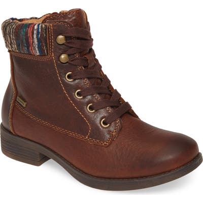 Comfortiva Trenton Knit Collar Waterproof Bootie, Brown
