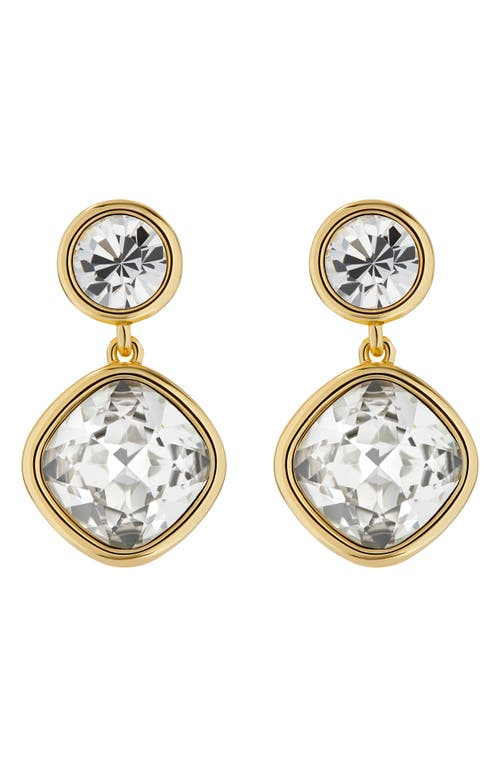 Craset Crystal Drop Earrings in Gold Tone/Clear Crystal