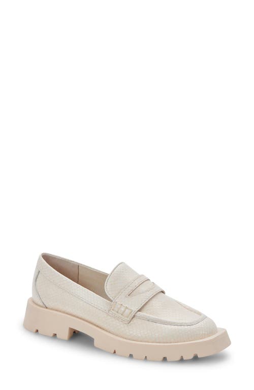 Dolce Vita Elias Loafer in Ivory Embossed Leather