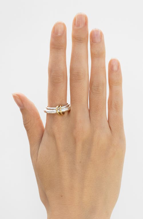 Spinelli Kilcollin Agon Vulcan Stack Ring In Hammered Silver/gold