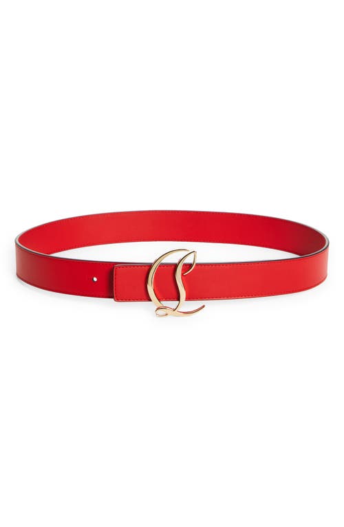 Christian Louboutin Logo Buckle Leather Belt In R258 Loubi/gold