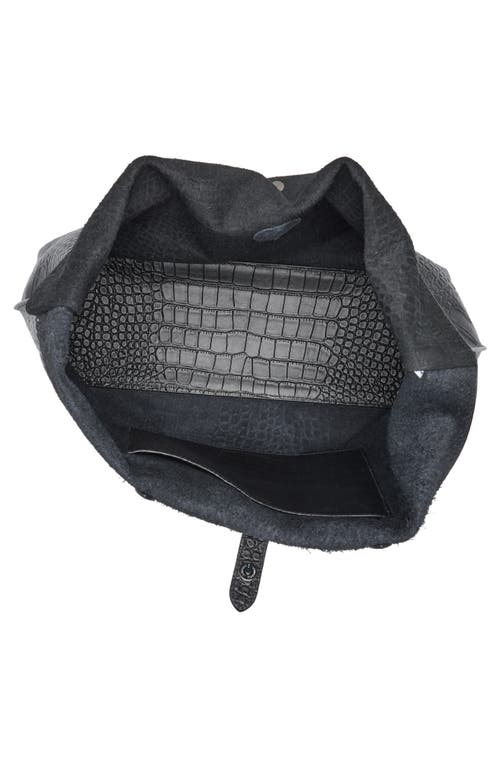 Rebecca Minkoff Megan Soft Croc Embossed Leather Tote Bag In Black
