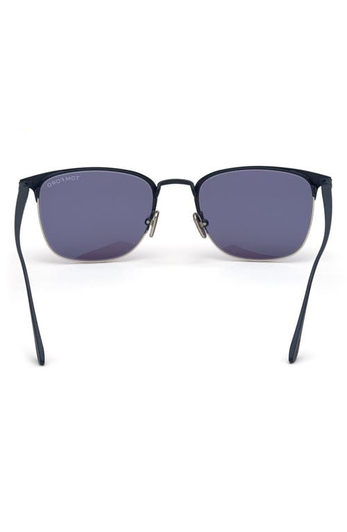 Shop Tom Ford 52mm Browline Sunglasses In Matte Blue/blue