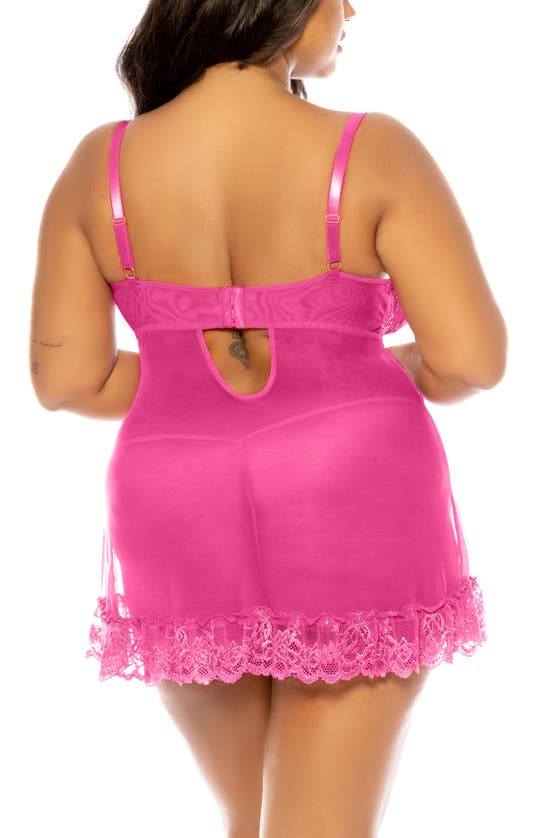 Shop Oh La La Cheri Valentine Soft Cup Babydoll Chemise & G-string Thong In Shell Pink