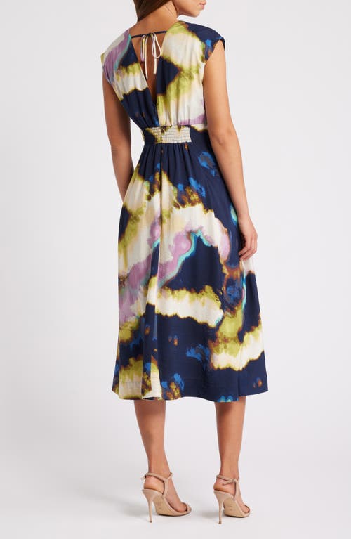 Shop Chelsea28 Abstract Print Midi Dress In Navy Multi