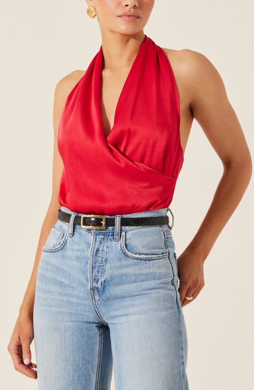 Shop Astr The Label Draped Satin Halter Top In Red